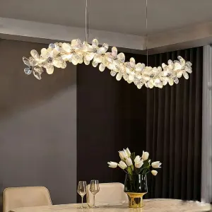 Home Island Light Decor Luxury Glass LED Villa Chandelier Light Dimmable Iron Ceiling Modern Pendant Lamp for Hotel Lobby