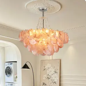 French Luxury Murano Chandelier Wedding Banquet Hall Villa LivingRoom Bedroom Villa Iron Glass Ceiling Hotel Chandelier Light