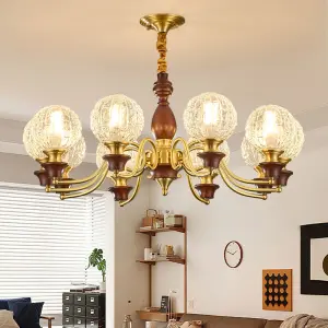 Luxury Modern Copper Home Restaurant Villa Lobby Glass LED Chandelier Light Hotel Livingroom Adjustable Height Pendant Lamp