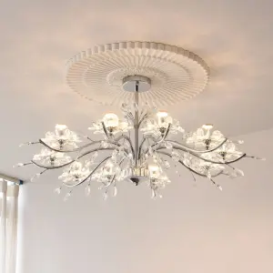 French Modern Crystal Wedding Banquet Hall Chandelier Lamp for Villa Livingroom Bedroom Ceiling Mounted Bedroom Pendant Light