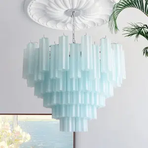 Luxury French Modern Living Room Iron Glass LED Chandelier Lamp with Adjustable Height Home Bedroom Hotel Ceiling Pendant Light