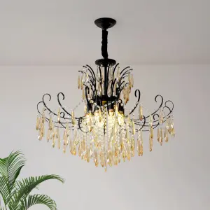 Luxury French Home Villa Crystal Ceiling Chandelier Lamp LED Livingroom Bedroom Wedding Banquet Hall Decor Middle Pendant Light