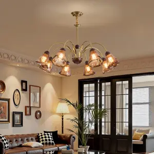 American Retro Style Living Room Decor Chandelier Lamp Hall Main Pendant Light High-End E27 LED Adjustable Height Dining
