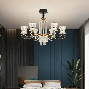 Modern Nordic Style Adjustable Height LED Crystal Lamp for Luxury Ceiling Home Decor Living Room Hotel Project Installation