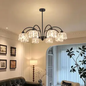 Modern Wedding Banquet Hall Chandelier Light Iron Glass Middle LivingRoom Bedroom Home Villa Decor Dimmable Pendant Light