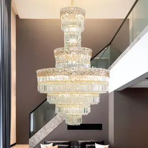 Luxury Crystal Large Hardware Chandelier Lamp Indoor LED Villa Stair Home Hotel Fixture Banquet Hall Ceiling Pendant Light