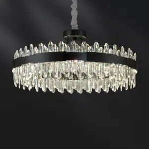 Luxury Modern Crystal Viall Banquet Hall LED Iron Chandelier Hotel Home Decor Adjustable Height Pendant Lamp Middle Dimmable
