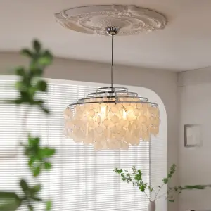 Modern French-style Romantic Iron Shell LED Chandelier Vintage Cream-Style Living Room Dining Room Bedroom Designer Pendant Lamp