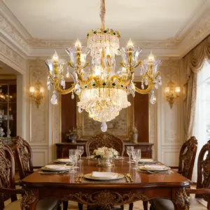 Modern Luxury Crystal Banquet Hall LED Chandelier Light for Home Hotel Decor Adjustable Height Pendant Lamp