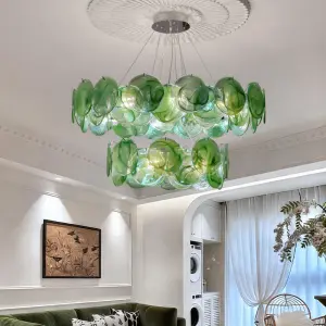 Luxury Chandelier Lamp Modern Livingroom Banquet Hall Villa Bar Whole House Hotel Decor Iron Glass LED Ceiling Pendant Light