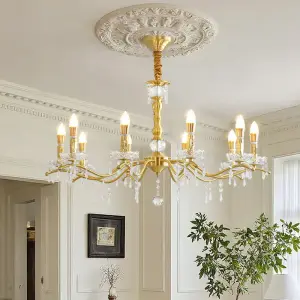 Modern Led Wedding Banquet Hall Luxury Crystal Chandelier Light for Villa Copper for Living Bedroom Copper Ceiling Pendant Lamp