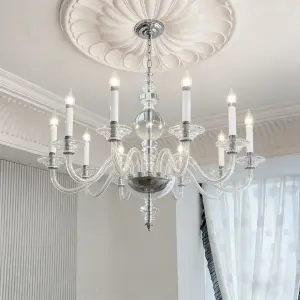 French Romantic Home Decor Pendant Lamp Iron Crystal Glass Banquet Hall Villa Middle Bedroom Livingroom Ceiling Chandelier Light