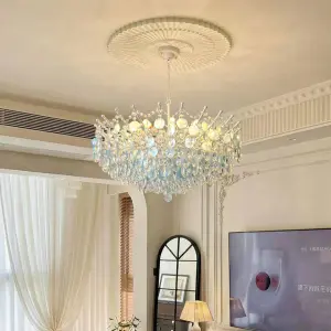 French Iron Middle Luxury Villa Home Chandelier Light Wedding Banquet Hall Crystal for Hotel Decor AC Ceiling Pendant Lamp
