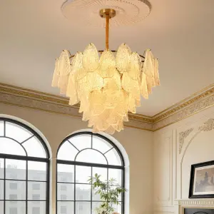 Modern Luxury Hotel Living Room Bedroom Decor Adjustable Iron Glass Pendant Ceiling Chandelier with LED Hanging Light