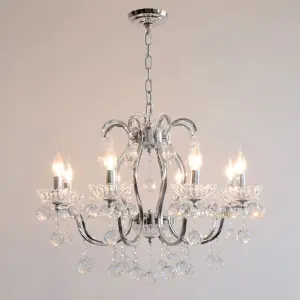 French Candle Iron Crystal Chandelier Light Modern Wedding Banquet Hall Home Hotel Villa Decor Pendant Lamp Adjustable Height