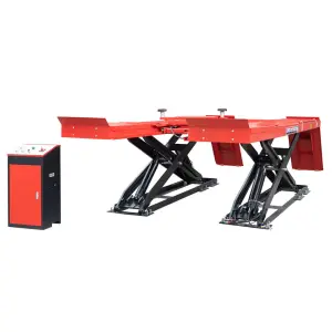 TFAUTENF Hydraulic 4 Tons On-ground Car Alignment Scissor Lift for Auto Workshop Wheel Aligner with Rolling Jack
