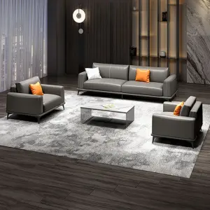 Commercial Modern Leather Reception Sofa Set-Extendable Modular Office Furniture for Home Office & Hotel Use