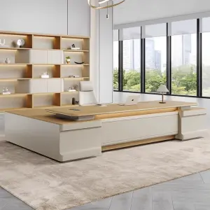 Modern Rectangle Executive CEO Luxury Office Desk-Wooden Material Eco-Friendly & Durable