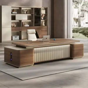 Modern Luxury Executive Boss Desk Eco-friendly Office Manager Desks with Storage Cabinet