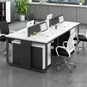 Office Staff Desk Simple Modern Rectangle Wooden Eco-Friendly Modular Screen Station Locker Partition Employee Computer Desk