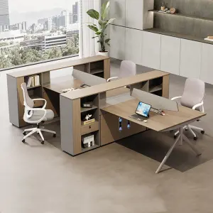 Office Staff Desk Rectangle Simple Modern Eco-Friendly Wooden Modular Partition Locker Computer Desk