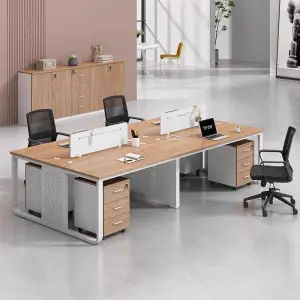 Office Staff Desk Rectangle Eco-Friendly Modular Simple Modern Screen Station Locker Partition Employee Computer Desk