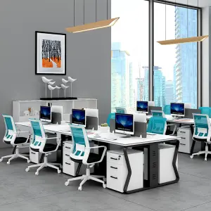 MEET&CO Intelligent Modern Wood Office Cubicles Partition MFC E1 Panel 2-8 Persons Commercial Office Workshop Workstation 3-Year