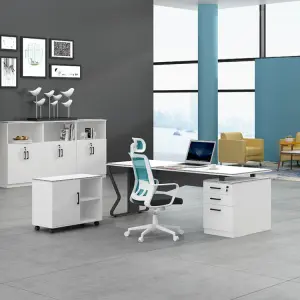 Modern Luxury Solid Wood Executive Office Desk Convertible & Extendable for CEO & Manager Workstation