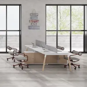 Bulk Supplier Convertible Modern Office Furniture Workstation 4 Seater Desk Curved Partition Protection Panel Handle Storage