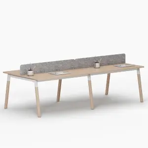 Modern Modular Team Workstation 4 Seater Wooden Office Desk with Storage Vice Cabinet Inclined Handle 3-Year Warranty
