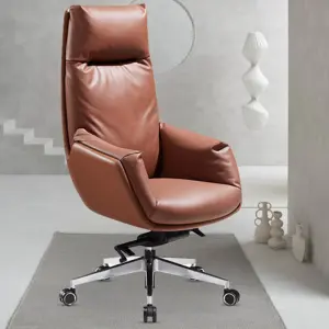 Wholesale Luxury Brown Pu Leather Executive Recliner Boss Chair Soft Ergonomic Office Furniture Silla Escritorio Office Chairs
