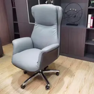 Modern High Back Solid Wood Executive Office Chair Adjustable Height Comfortable Breathable Design Swivel Reclining Villa