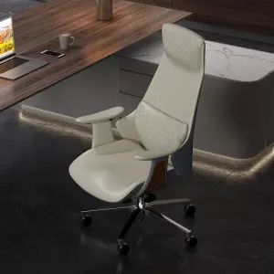 Italian Luxury Leather Boss Office Chair Cowhide Executive President Chair Reclining Feature for Study Computer Office Desks