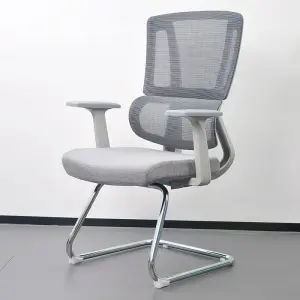 Wholesale Modern Design 2D Lift Armrest Fixed Leg Ergonomic Office Chair with Leather Mesh Iron Executive Conference Chair