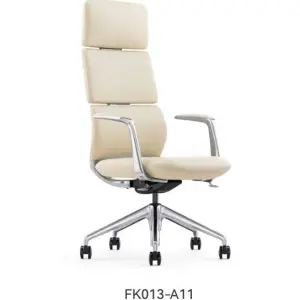 Modern Metal Executive Office Chair Ergonomic High Back Adjustable Height Stainless Steel Frame Unique Design Swivel Armrest for