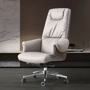 Modern Metal Frame Leather Executive Office Chair Ergonomic High Back Adjustable Height Swivel Armrest Pu Leather Design