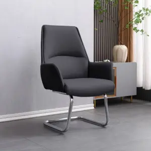 Customizable Modern Leather Upholstered Metal Frame Conference Chair for Commercial Office Meeting Rooms