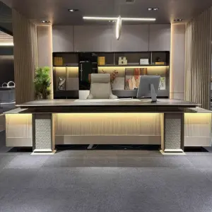 High-end Luxury L-shaped Modern Multi-functional Wooden Director Office Desk for CEO Manager Executive