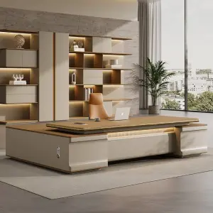 High-end Luxury L-shaped Modern Wooden Multi-functional Modular Director Office Desk for CEO Manager Executive