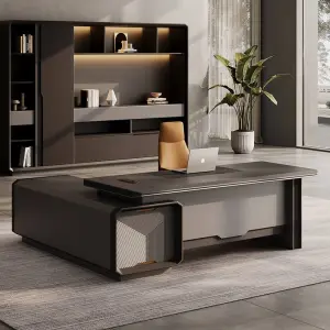Modern Italian Business Style Modular Solid Wood Panel Commercial Use High-end Luxury Lightweight Boss CEO Desk for Home/Office