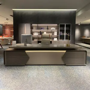 Luxury High Modular Modern L-Shaped Executive Office Wooden Panel Workstation Desk with Commercial Furniture Table Set