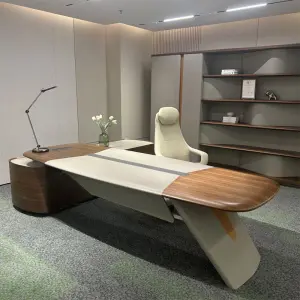 Luxury Wooden Panel Modular Office Desk for CEO/Boss Modern Design Large Size Commercial Use