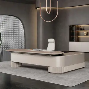 Modern Italian Style Wooden Panel Modular Creative Office Furniture Functional High-end Luxury Boss Desk Lightweight CEO Desk
