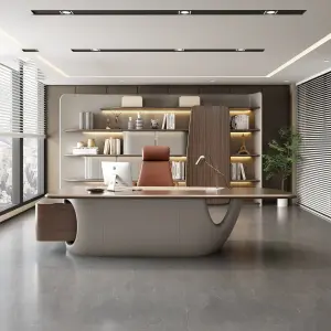 Large Italian Designer Luxury L Shaped Modular Wooden Modern Executive Office Desk Set with Computer Table for CEO Boss Office
