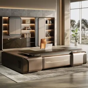 Luxury Modern L-Shaped Modular Executive Desk Extendable Solid Wood Home & Office Building Furniture