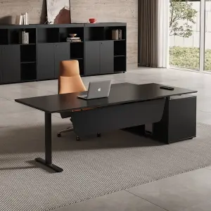 Italian-Style Wooden Modular Minimalist Modern Luxury Intelligent Height-Adjustable Executive Office Desk Chair Set for Managers