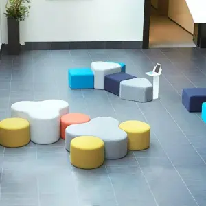 Modular Durable Fabric Office Sofa Stool Set Wood Frame-Modern Sectional Commercial Furniture High-Density Living Room Bedroom