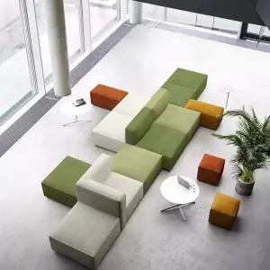 Custom Designer Creative Fabric Modular Office Reception Sofa Set Luxury Commercial Waiting Lounge Negotiation Public Furniture