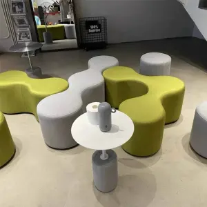 Modular Durable Fabric Office Sofa Stool Set Wood Frame Modern Sectional Commercial Furniture High-Density Apartment Hotel