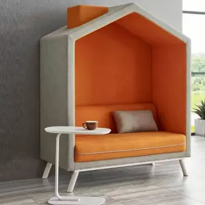 Creative Irregular House Shape High Back Enclosed Fabric Sofa Kindergarten Training Public Leisure Seating Furniture
